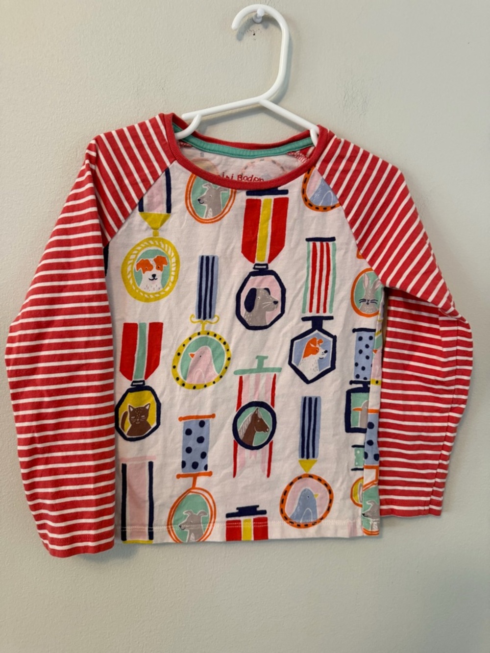 Mini Boden Red Striped Long-Sleeve Dog Shirt